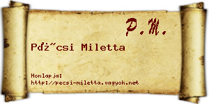 Pécsi Miletta névjegykártya