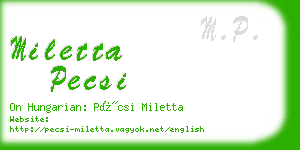 miletta pecsi business card
